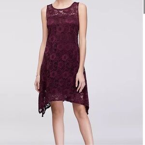 NWT David's Bridal Robbie Bee Lace Tank Swing Dress Color Wine Siz 6